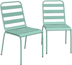 Outsunny Set de 2 Scaune Stivuibile din Metal, pentru Terasă și Grădină, Verde | Aosom Romania (84K-188V00GN)