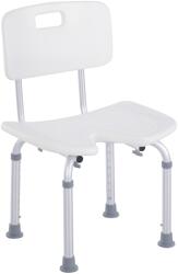 HOMCOM Scaun de Duș Reglabil pe 8 Nivele cu Orificii de Drenaj și Șezut în Formă de U, 48x42x71-83, 5 cm, Alb | Aosom Romania (713-046)