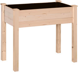 Outsunny Jardinieră ridicată din lemn, Pat de grădină pe picioare ridicat, Orificii de drenaj, Material nețesut, 86x46x76 lemn natural | Aosom Romania (845-239V01)