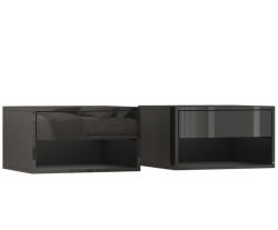 HOMCOM Set de 2 Noptiere suspendate Noptiere cu sertar pentru dormitor 37x32x21 cm Negru lucios | Aosom Romania (831-630V82BK)