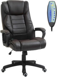 Vinsetto Fotoliu de birou cu masaj, fotoliu ergonomic pentru birou, confort sporit, înălțime reglabilă, funcție spătar cu basculare, tapițerie sintetică maro | Aosom Romania (921-321BN)