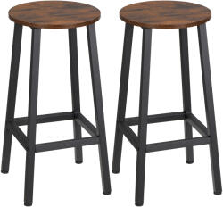 HOMCOM Set 2 scaune de bar HOMCOM, suport pentru picioare, maro rustic | Aosom Romania (835-616RB)