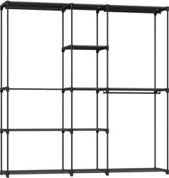 HOMCOM Dulap Garderobă din Material Textil cu 8 Rafturi și 3 Bare pentru Agățat, 182x43x185 cm, Negru | Aosom Romania (850-362V00BK) Garderoba