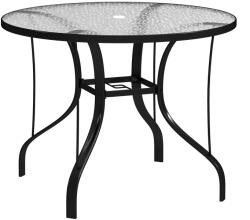 Outsunny Masă Rotundă de Grădină pentru Maxim 4 Persoane cu Gaură pentru Umbrelă, Ø96, 5x71 cm, Negru | Aosom Romania (84G-645V00BK)