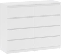 HOMCOM Comodă 8 Sertare cu Mânere Canelate 120x39x100 cm Alb | Aosom Romania (831-690V85WT) Comoda