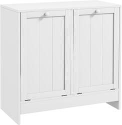 Kleankin Dulap de spalat, Dulap De Baie Cu 2 Cosuri Rabatabile, Dulap De Depozitare Modern Pentru Spalatorie, Alb (834-609V80WT)