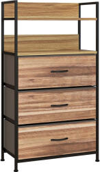 HOMCOM Corp de depozitare stil industrial comodă 3 sertare din țesătură detașabile și 2 rafturi - 60 x 29 x 101cm - MDF și metal | Aosom Romania (831-759V00AK) Comoda