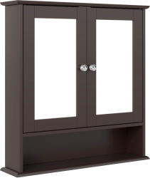 Kleankin Dulap de baie cu oglindă Dulap de perete cu 2 uși Raft deschis Raft reglabil 56x13x58 cm Maro închis | Aosom Romania (834-182V80DR) Comoda