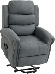 HOMCOM Fotoliu de masaj cu funcție de ridicare, fotoliu relax, cu vibrații, cu funcție de înclinare, aspect in, gri | Aosom Romania (700-095V92GY)
