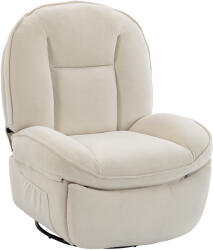 HOMCOM Fotoliu recliner, fotoliu rotativ cu funcție de balans și șezlong, șezut adânc, pernuță spate groasă, montaj ușor, crem | Aosom Romania (839-989V01CW)