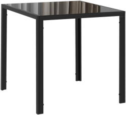 HomCom Masă Pătrată pentru 4 Persoane, pentru Bucătărie și Living, din Oțel și Sticlă Securizată, 75x75x75 cm, Negru | Aosom Romania (835-480V00BK)