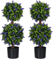 HOMCOM Set de 2 plante artificiale, plantă artificială rezistentă la UV în ghiveci, 70 cm plantă de interior pentru camera de zi, grădină | Aosom Romania (830-797V00GN)