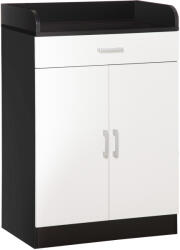 HOMCOM Dulap HOMCOM cu Sertar și Raft Ajustabil, Sistem Anti-Cădere, MDF, 60x40x90 cm, Alb Negru | Aosom Romania (838-219) Comoda