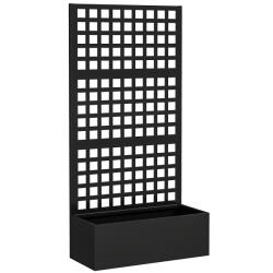 Outsunny Jardinieră cu spalier, paravan de intimitate, pat ridicat pentru grădină din oțel galvanizat, pentru plante cățărătoare, 89x40x178cm, negru | Aosom Romania (84H-146V00BK)