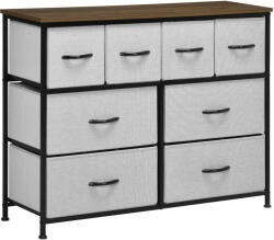 HOMCOM Comodă 8 sertare mobilier de depozitare sertar din material textil pliabil, structură din oțel negru, 100 x 30 x 78 cm | Aosom Romania (850-265V00GY) Comoda