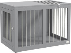 PawHut Cușcă pentru câini Hundebox Cușcă pentru transportul câinilor, 2 uși, blocabile, grilaj din oțel, 80 cm x 50 cm x 56, 5 cm, Gri | Aosom Romania (D02-136V00GY)