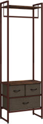 HOMCOM Bara pentru Haine Independenta cu 3 Sertare din Panza si Rafturi de Depozitare, Raft de Imbracaminte, Maro Rustic | Aosom Romania (850-296V00RB)