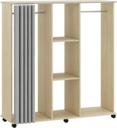 HOMCOM Dulap cu umeraș Mobil pentru depozitare 6 roți 120L x 40l x 128H cm lemn natural | Aosom Romania (831-190V03ND) Comoda