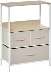 HOMCOM Comodă mobilier de depozitare cu 3 sertare material textil, raft și blat superior, 58L x 29l x 81, 5H cm | Aosom Romania (831-398LG) Comoda