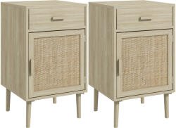 HOMCOM Set de 2 Mese Noptiera, Mese Laterale din Ratan cu Sertar | Aosom Romania (831-739V80AK)