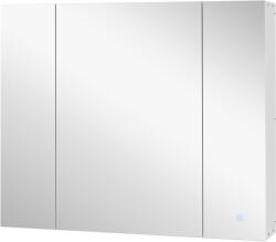 Kleankin Dulap de baie cu oglindă și lumină LED, 90x15x75 cm, uși soft-close, reglabil în 3 culori, rafturi ajustabile, întrerupător tactil, alb | Aosom Romania (834-415V80) Comoda