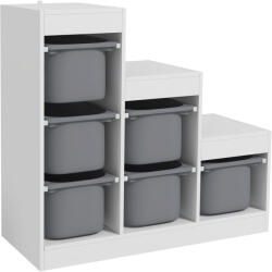 AIYAPLAY Raft Portabil pentru Jucării cu 3 Niveluri și 6 Coșulețe, Mobilier pentru Camera Copiilor, 96x38, 5x90 cm, Gri | Aosom Romania (311-070V80GY)