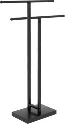HOMCOM Suport de Prosoape de Podea cu 2 brațe, Suport de Prosoape din Metal pentru Baie, 50x18, 5x85 cm, Negru | Aosom Romania (850-315V00BK)