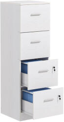 HOMCOM Sertar 4 Încuietoare A4 Alb | Aosom Romania (924-086V80WT) Comoda