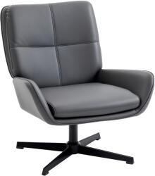 HOMCOM Fotoliu de living tapițat în PU, fotoliu de lectură cu șezut căptușit, cotiere, picioare metalice, gri | Aosom Romania (83B-708V00GY)