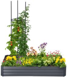 Outsunny Pat de grădină jardinieră rectangular din metal cu tuteuri pentru roșii și plante cățărătoare 180 x 90 x 29, 5 cm | Aosom Romania (845-782V00CG)