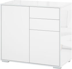 HOMCOM Dulapior cu sertare si 2 Dulapioare cu polite reglabile, Deschidere prin Presiune 79x36x74cm HOMCOM | Aosom Romania (838-075WT) Comoda