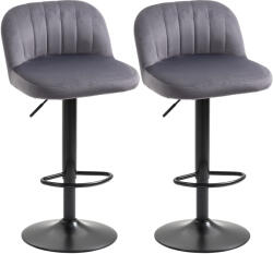 HOMCOM Set de 2 Scaune de Bar Elegante cu Efect de Catifea Reglabile pentru Bucătărie sau Living 43x45x81-101cm | Aosom Romania (835-738V00GY)