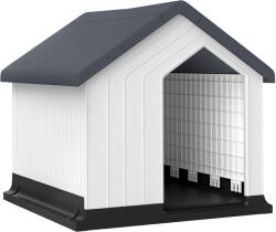 PawHut Niche pentru câine pentru exterior, adăpost impermeabil cu fereastră, din plastic, 62lungime x 61Lățime x 60Înălțime cm, gri | Aosom Romania (D02-195V00GY)