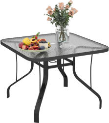 Outsunny Masă de Grădină pentru 4 Persoane cu Gaură pentru Umbrelă Ø54 mm, 96, 5x96, 5x70 cm, Negru | Aosom Romania (84G-649V00BK)