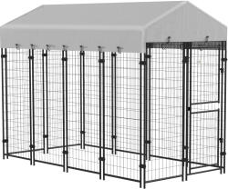 PawHut Cotet Exterior pentru Caini Mari, Tarc cu Copertina Impermeabila și Ușă, 239x121x183cm, Argintiu | Aosom Romania (D02-176V00SR)