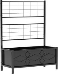Outsunny Jardinieră cu Grilaj pentru Plante Cățărătoare din Oțel cu 2 Orificii de Drenaj, 90x40x120 cm, Negru | Aosom Romania (84H-145V00BK)