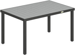 Outsunny Masă de grădină pentru 4-6 persoane, masă de exterior cu blat cu lamele, 140 x 90 x 74 cm, gri | Aosom Romania (84G-979V00GY)