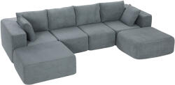 HOMCOM Canapea Modulară Secțională 294 cm, în Formă de U cu 2 Poufuri, Fără Asamblare, Gri Închis, pentru Sufragerie și Dormitor. | Aosom Romania (83B-686V01CG)