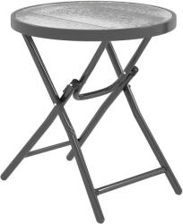Outsunny Masa de cafea rotundă bistro pentru grădină Ø 60 x 50H cm pliabilă din metal negru cu blat de sticlă temperată negru | Aosom Romania (84B-590V01BK)