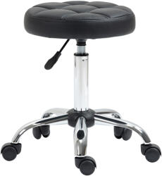 HomCom Scaun Rotativ cu Roti, Rotund, Scaun pentru Coafor și Estetician cu Înălțime Ajustabilă, Tapițat în Piele Ecologică, Ø35.5x51-67 cm, Negru (503-011BK)