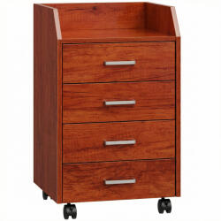 Vinsetto Comodă de birou pe roți Comodă de birou cu 4 sertare Archivator mobil pentru studiu 40x36x65 cm Maro | Aosom Romania (924-036V00BN) Comoda