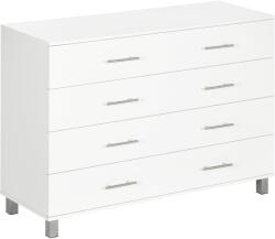 HOMCOM Comodă cu 4 Sertare, Picioare și Mânere din Aliaj, 112x38, 2x81 cm, Alb | Aosom Romania (831-549) Comoda