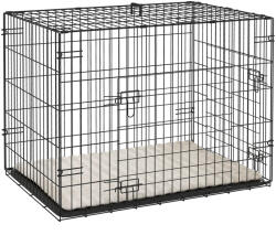 PawHut Cușcă pentru câini cușcă de transport pentru câini pliabilă cu 2 uși tavă detașabilă pernă lavabilă 76 x 53 x 60 cm negru | Aosom Romania (D00-032V00BG)