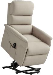 HOMCOM Scaun Electric Rabatabil cu Taburet, Fotoliu Relax cu Telecomandă, Roți și Buzunar, 66x90x96 cm, Bej | Aosom Romania (713-042V90BG)