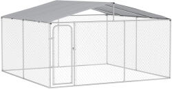 PawHut Țarc pentru Câini Talie Medie, Metal Galvanizat, Acoperiș Oxford, Ușă cu Zăvor, 400x230x232 cm, Argintiu | Aosom Romania (D02-049V04SR)