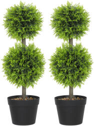 HOMCOM Set de 2 plante artificiale decorative, bile de buxus 60 cm cu ghiveci, plastic, verde | Aosom Romania (830-986V00GN)