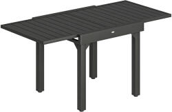 Outsunny Masă de Bucătărie Extensibilă pentru Terasă, 4-6 Persoane, 80-160 cm Masă Extensibilă din Aluminiu cu Blat din Lamele, Negru | Aosom Romania (84G-892V00BK)