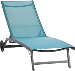 Outsunny Șezlong cu Spătar Rabatabil pe 5 Niveluri, Șezlong de Grădină din Aluminiu și Țesătură Respirabilă, 66x165x102 cm, Albastru | Aosom Romania (84G-088V00BU)