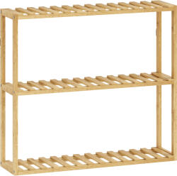 HOMCOM Etajeră din bambus ajustabilă, etajeră de baie cu 3 niveluri, 60 x 15 x 54 cm, efect de lemn natural | Aosom Romania (838-539V00ND) Raft