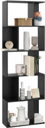 HOMCOM Bibliotecă cu 5 Rafturi Divizate în Formă de S din Lemn, 60x24x184.5 cm, Negru | Aosom Romania (833-450V00BK) Raft